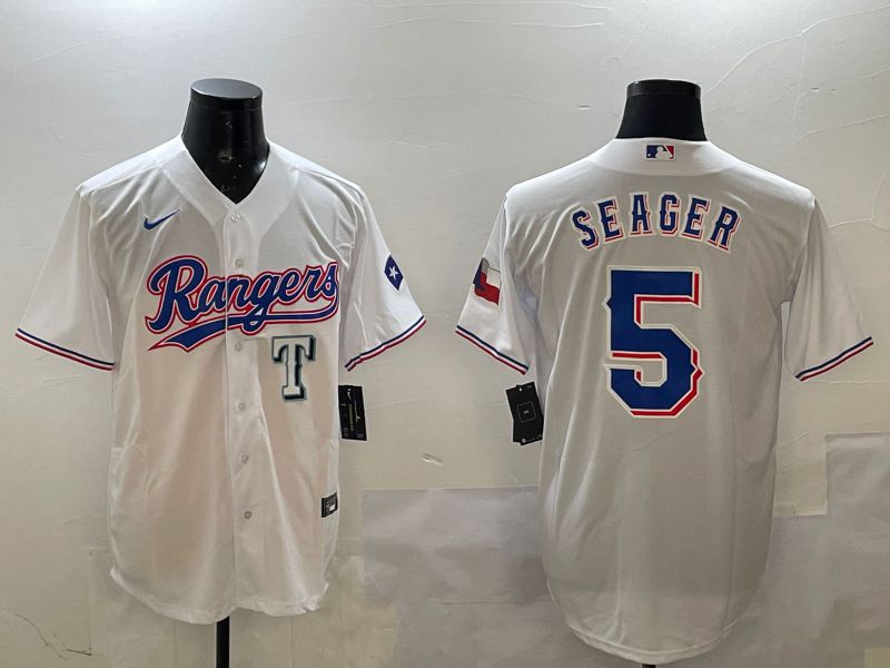 Men Texas Rangers #5 Seager White Game 2025 Nike MLB Jersey style 5